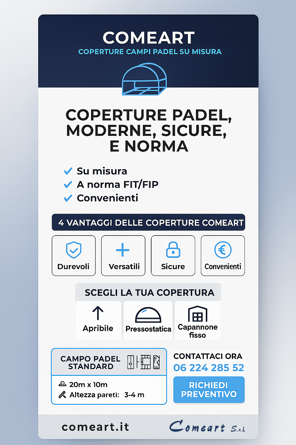 Coperture pressostatiche economiche per campi da padel - NDC Carpenteria